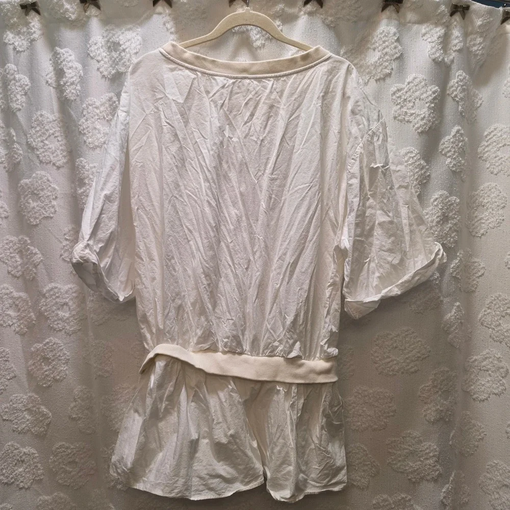 Free People Ivory Cotton Mini Dress with Pockets Womens Large